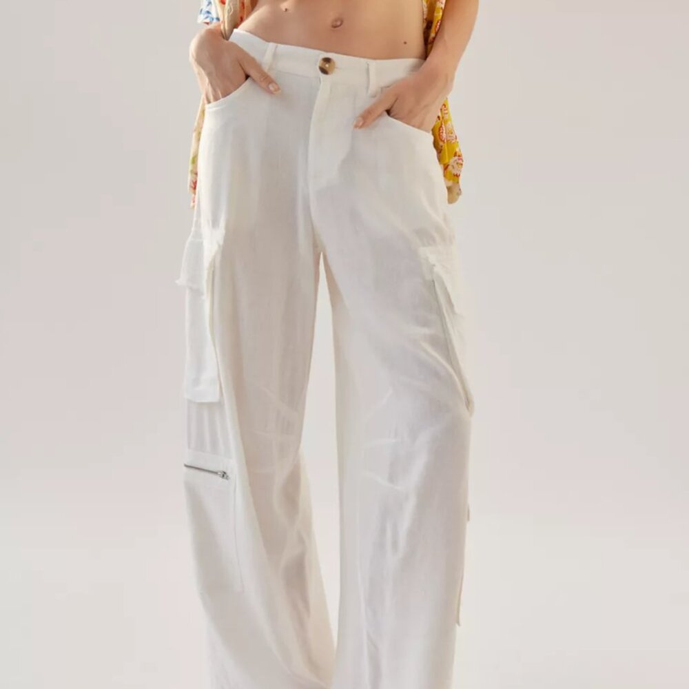 UO Alexandra Linen Cargo Pant